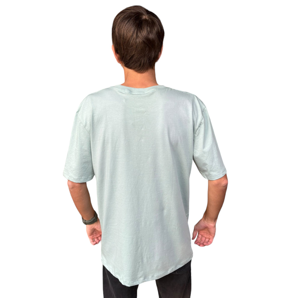POLERA MANGA CORTA HOMBRE HENLEY VERDE SAGE