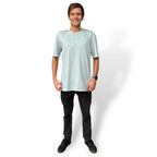 POLERA MANGA CORTA HOMBRE HENLEY VERDE SAGE