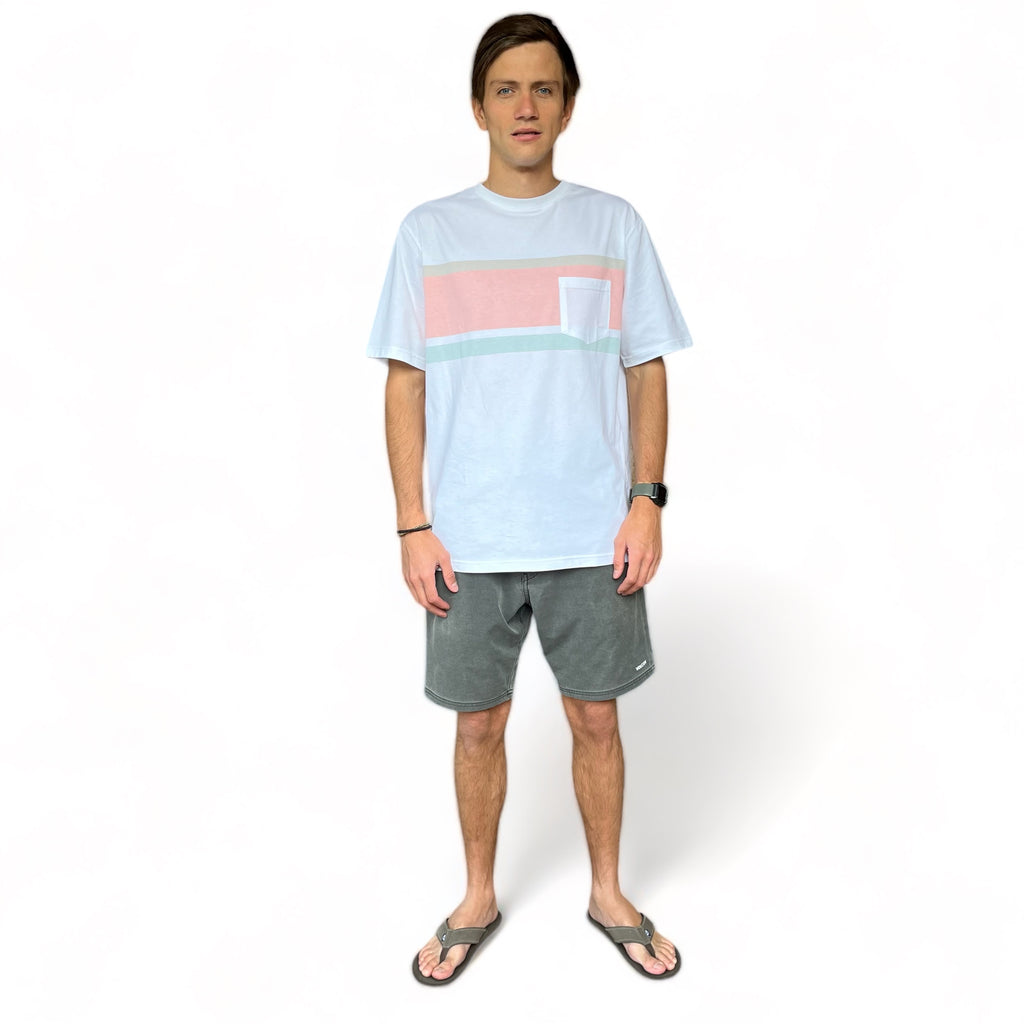 POLERA MANGA CORTA HOMBRE BLANCA PLAIN POCKET