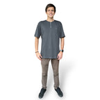 POLERA MANGA CORTA HOMBRE HENLEY GRAFITO