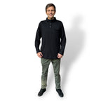 POLERÓN WAFFLE HALF ZIPPER NEGRO