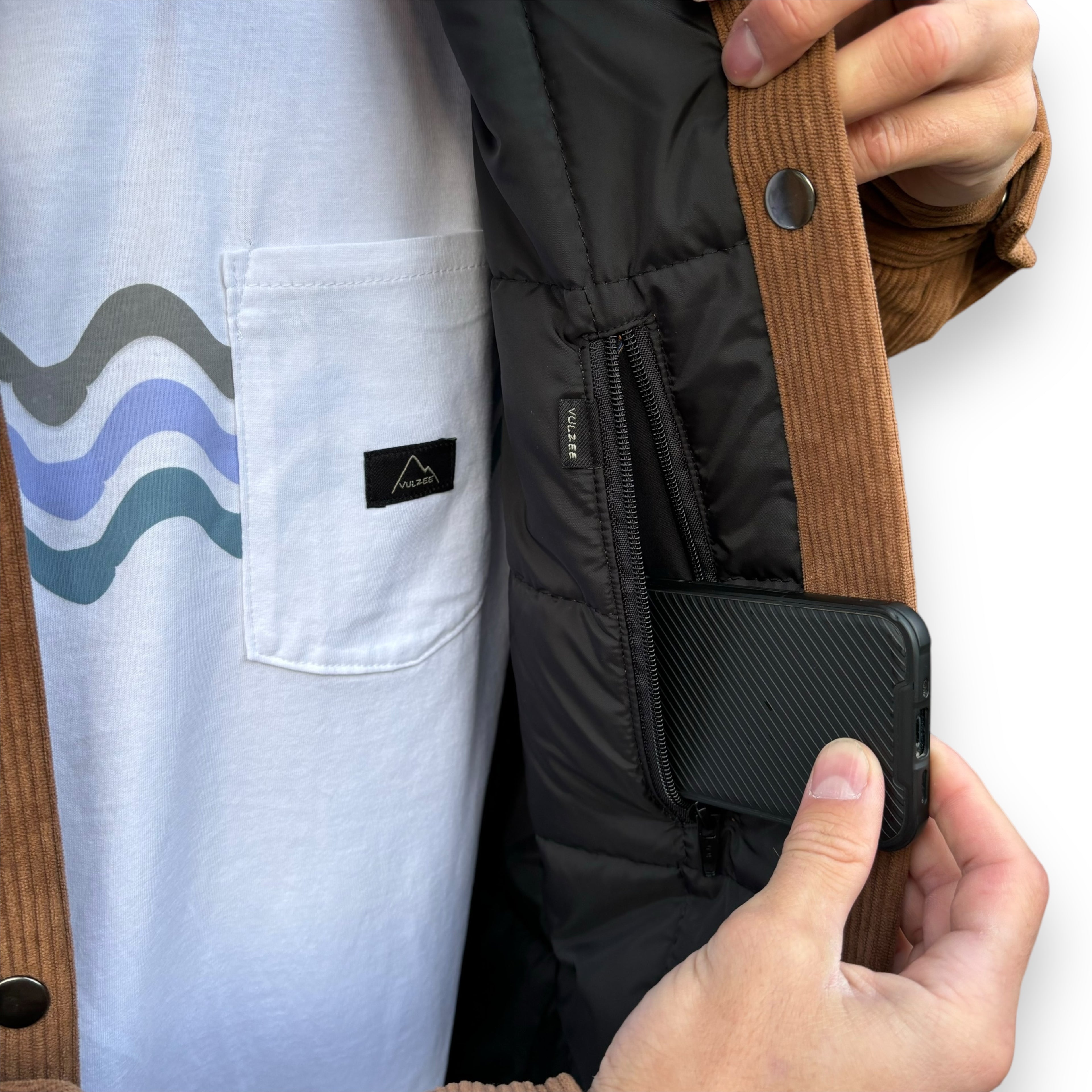 POLERA MANGA CORTA HOMBRE BLANCA WAVES PLAIN POCKET