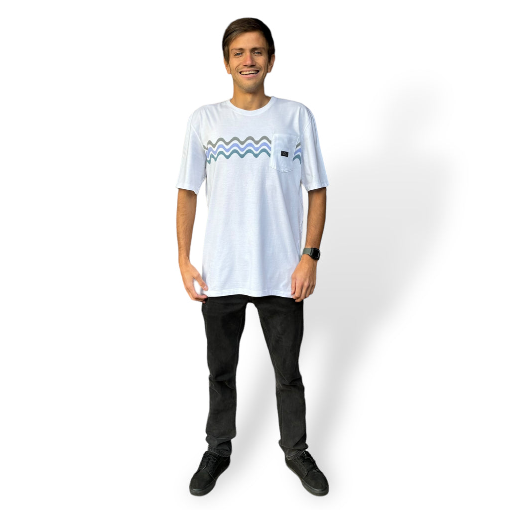 POLERA MANGA CORTA HOMBRE BLANCA WAVES PLAIN POCKET