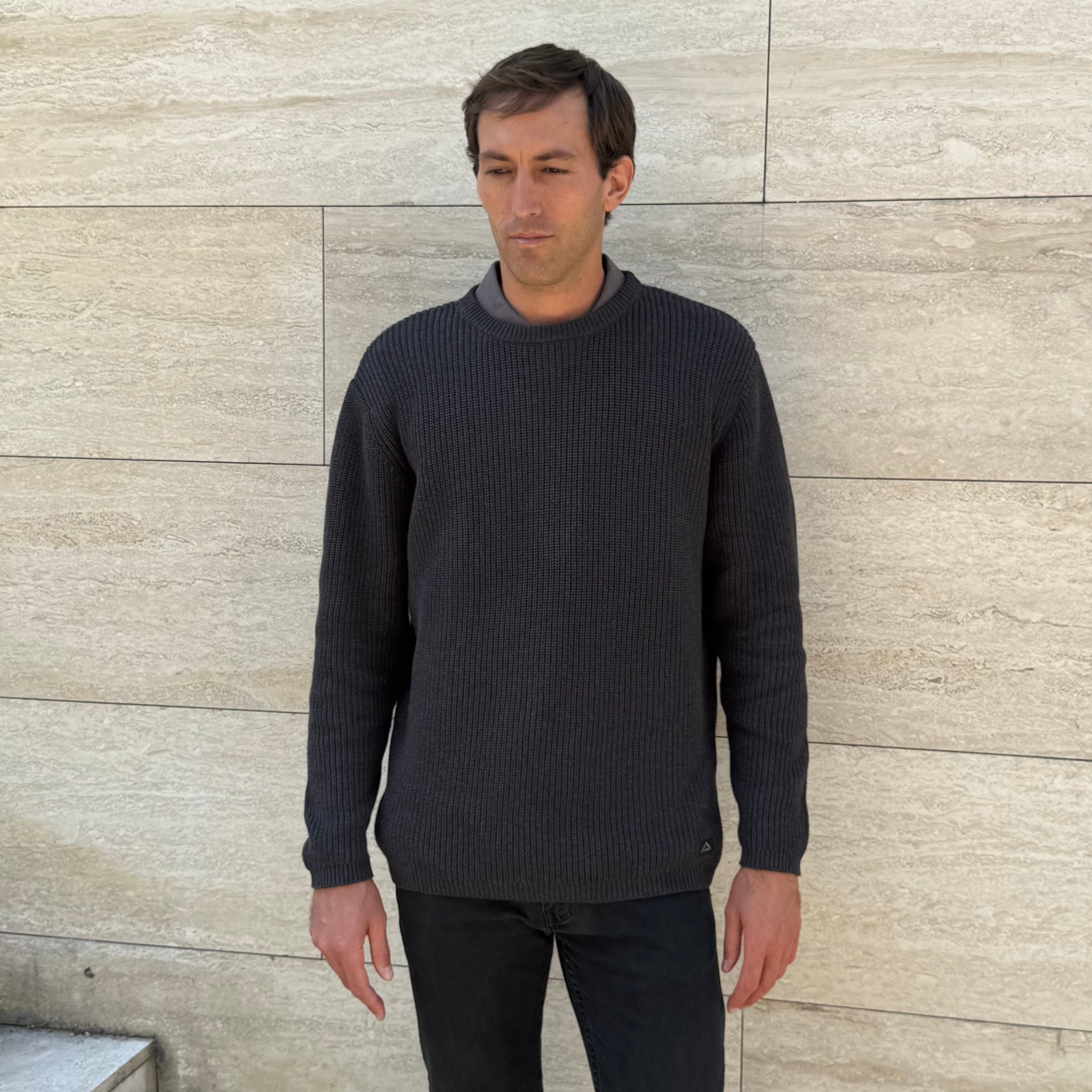 Chaleco Hombre Crew Neck Waffle Negro – Vulzee