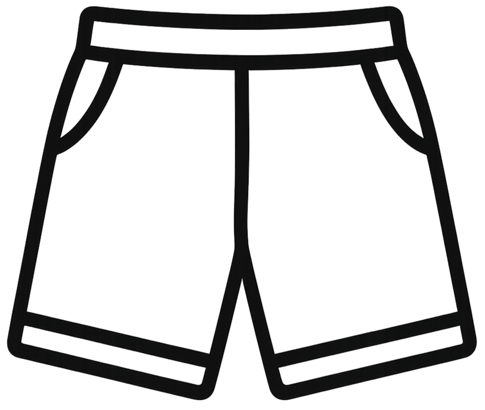 generar silueta de short con contornos negros (linea semi gruesa) para shopify sin fondo