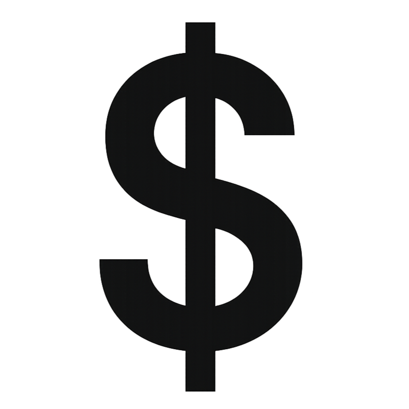 signo $ como silueta en color negro sin fondo
