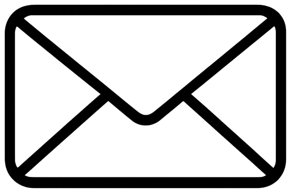 silueta con contornos negros (línea semi gruesa) sin fondo para shopify: carta mail